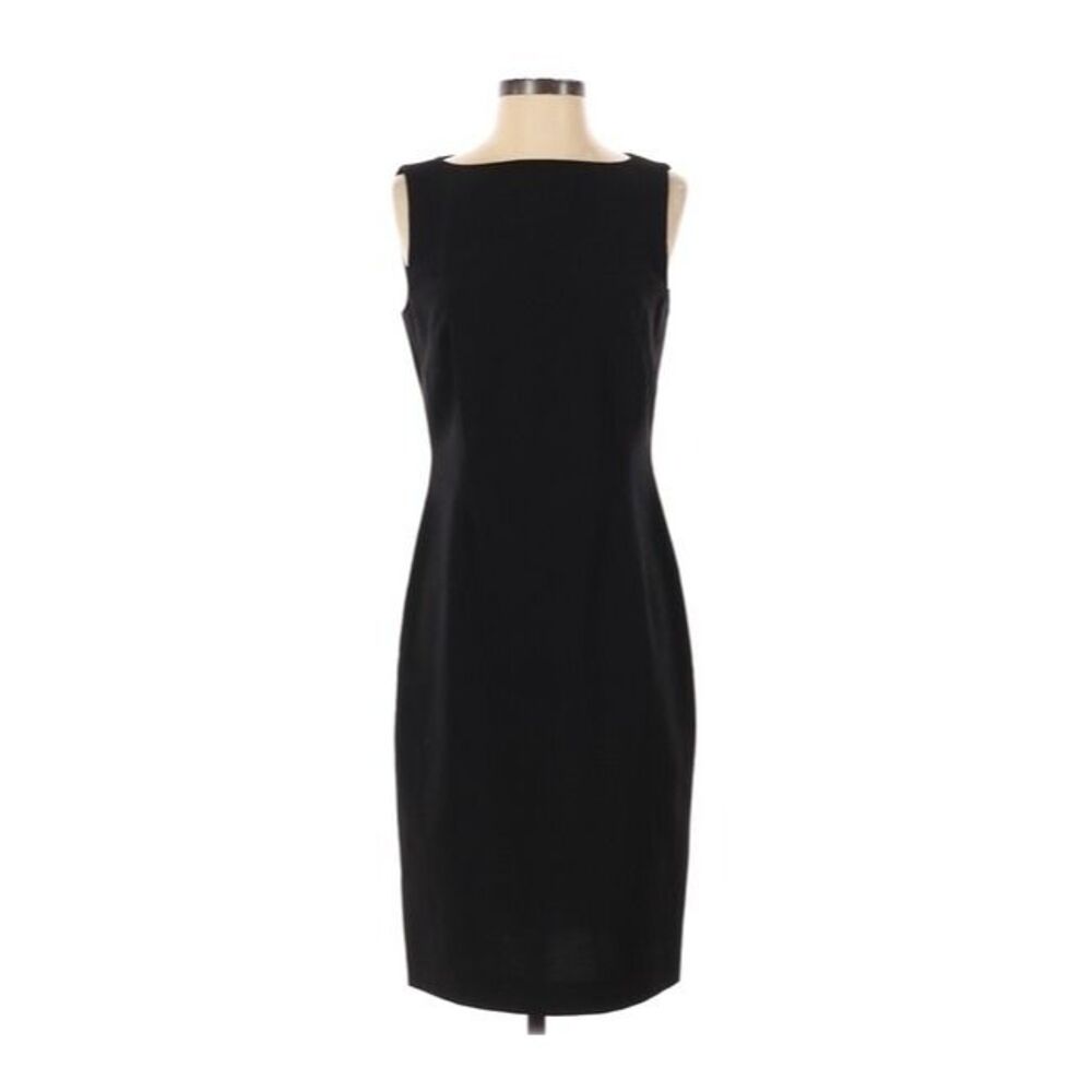 Elie Tahari Wool Sheath Sleeveless Dress Black Sz 6